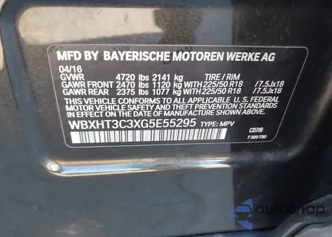 2016 BMW X1 xDrive28I from USA, damaged, VIN WBXHT3C3XG5E55295